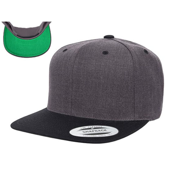 Flat Bill Snapback Cap (Green Undervisor) Thumbnail